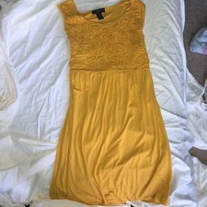 Yellow floral plus sized patterned dress